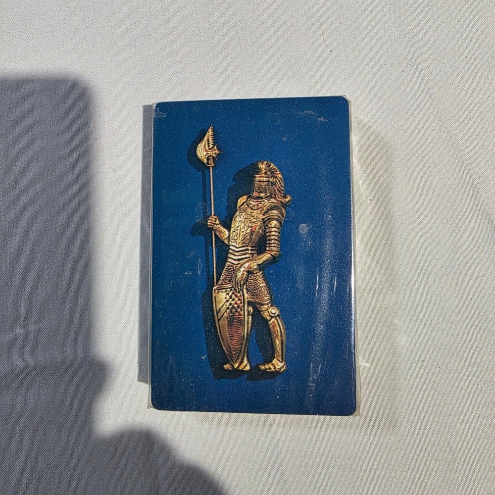 Vintage Kent Playing Cards Sealed Deck Gold Knight Medieval Blue Ace of Spades